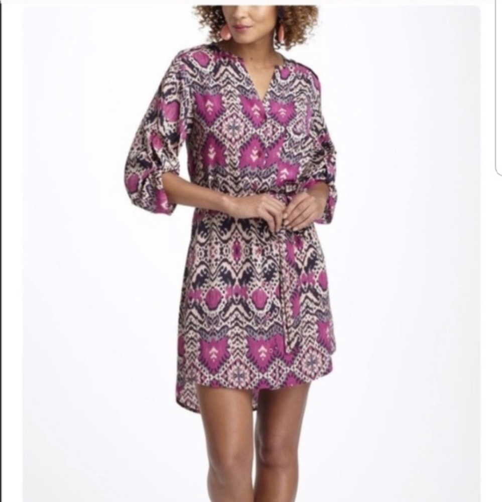 Anthropologie Maeve Tie Front Shirt Dress
